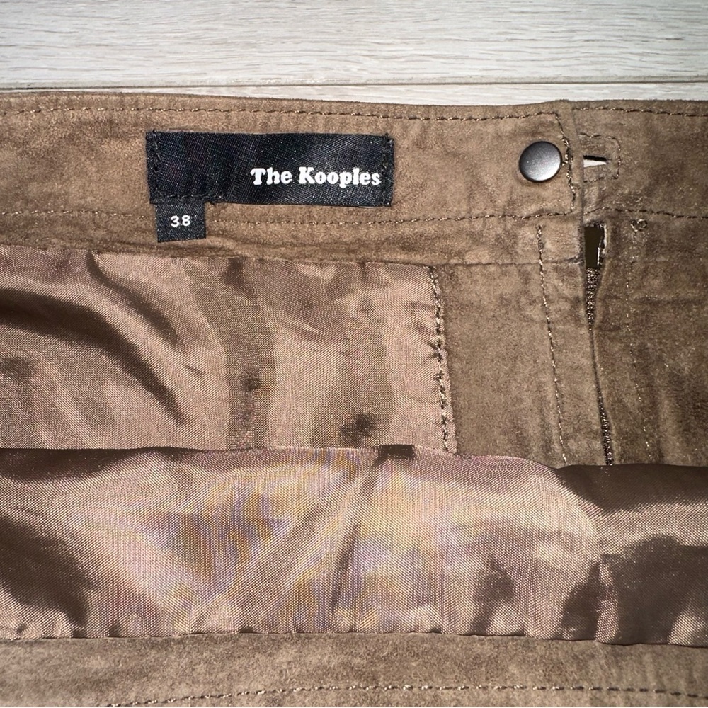 The Kooples Women's Brown Suede Leather Mini Skirt size medium zip details - Picture 2 of 7